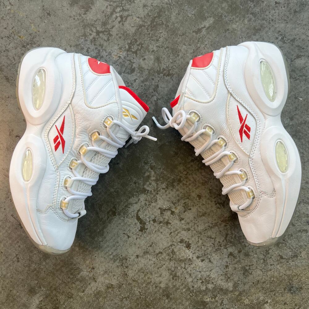 Reebok Question Mid Iverson Classic White Red Gold GX0230 Size 7.5 Men's Leather
